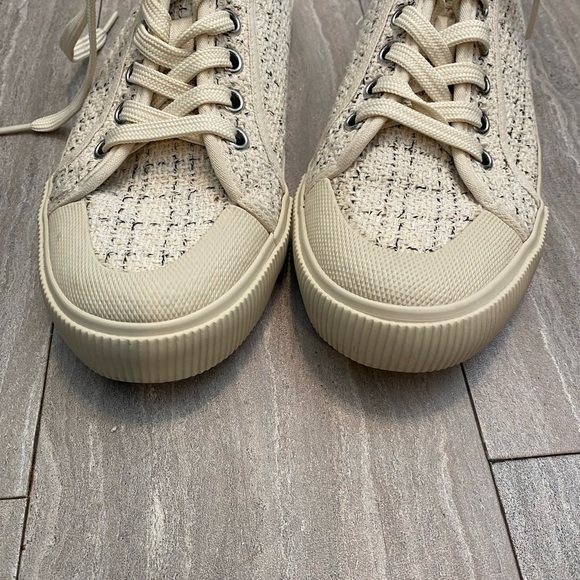 ZARA CANVAS ATHLETIC SNEAKERS IVORY CREAM rubber toe WOMEN'S SIZE US 7.5 EUR 38 - Picture 2 of 7
